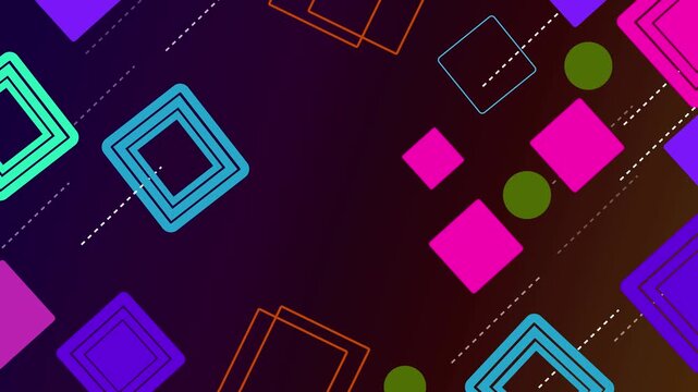 Abstract geometric background with overlapping squares and circles animation
