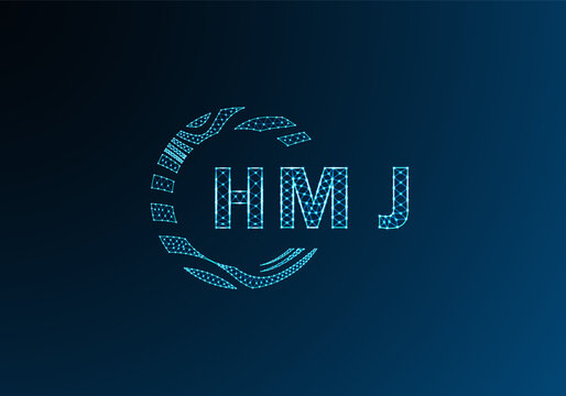 HMJ low poly letter logo vector design. HMJ lower poly logo design. HMJ unique low poly logo design.