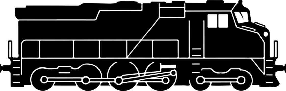 Black train locomotive, steam engine, railroad, vector illustration, transportation icon