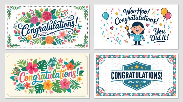 Celebration congratulations graphic collection