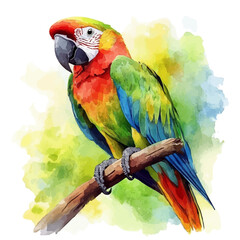watercolor of Parrot illustration, isolated on a white background. © lunaris