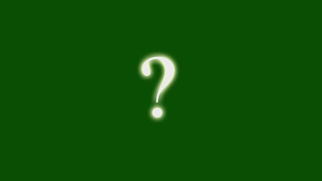 Mystifying Question Mark Pop-Up Animation With Alpha Looping Effect, Glowing Inquiry Symbol, Hand Drawn Scribble Doodle Sketch, Chroma Key Green Screen Motion Graphic, Curious Confused Concept In 4K
