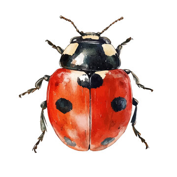 watercolor of Ladybug, vector clipart, isolated on a white background.