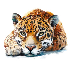 watercolor of Jaguar illustration, isolated on a white background. © lunaris