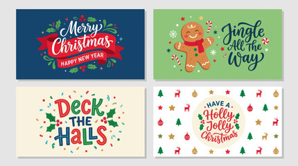 Naklejka premium Christmas greeting card designs collection