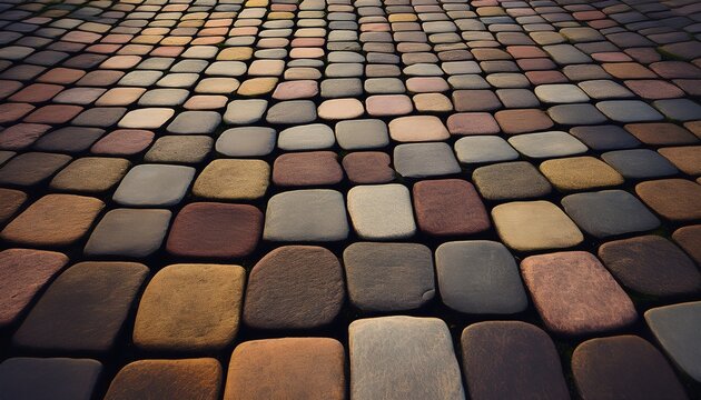 small rectangular cobblestone tile grid for outdoor hardscape design