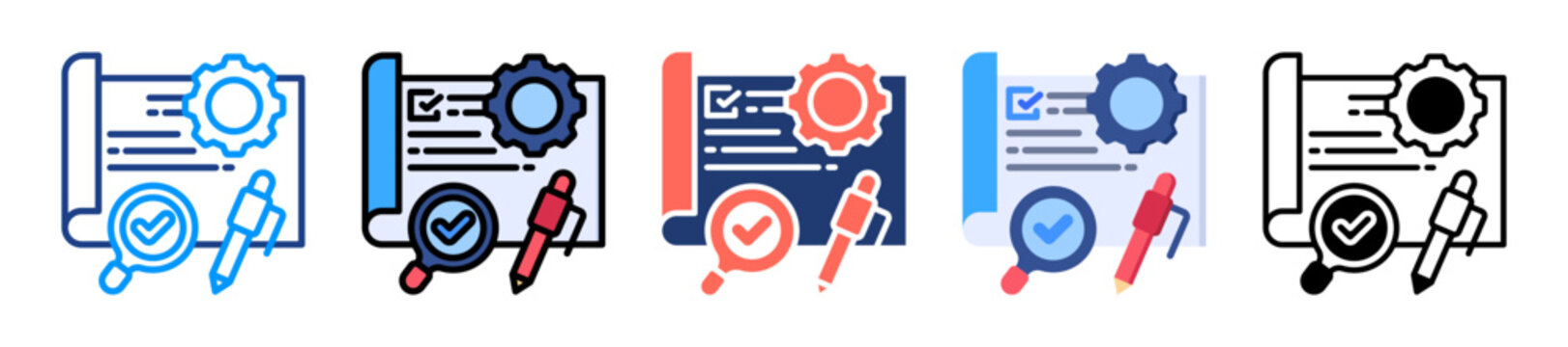 Project Evaluation Icon Sheet Multiple Style Collection 
