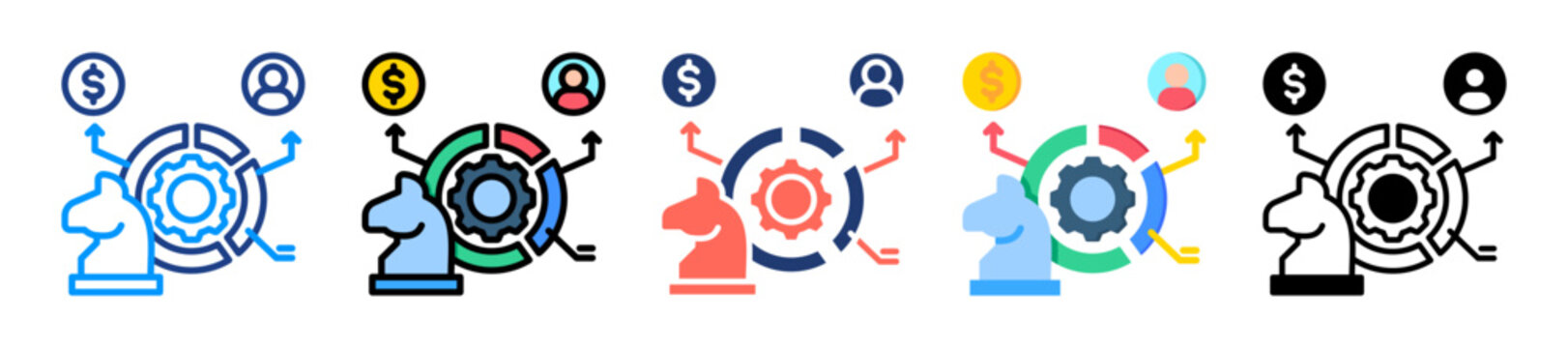 Strategic Allocation Icon Sheet Multiple Style Collection 