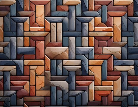 seamless geometric stone paver pattern for outdoor hardscape design