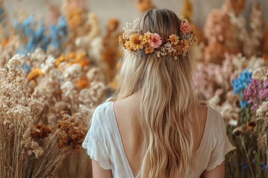 Serene Studio Composition Featuring Female Back with Florals