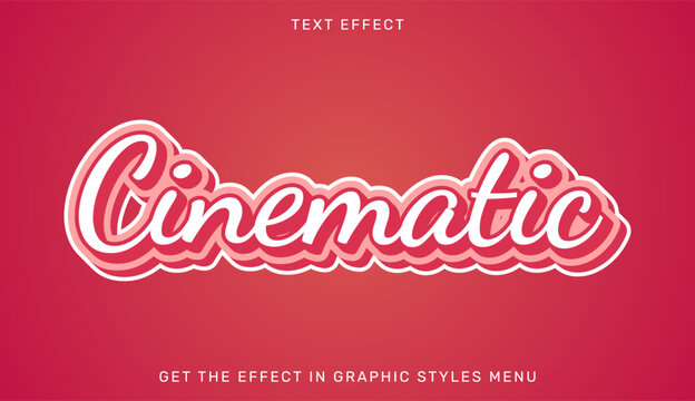 Cinematic bold decorative text effect typography design with cinematic typography lettering decorative creative headline template editable illustrator typeface