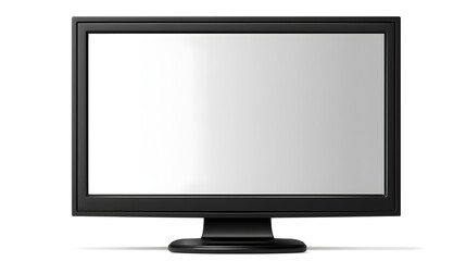 Fototapeta premium Modern black computer monitor isolated on white background background, sleek display for office and home use