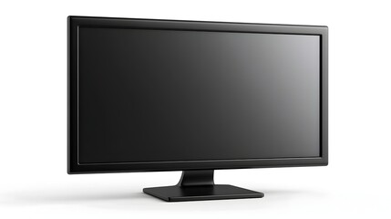 Fototapeta premium Modern black computer monitor isolated on white background background, sleek display for office and home use