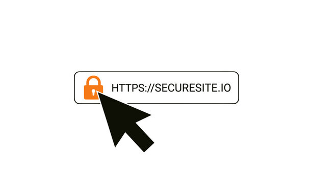 Cursor clicking secure https address bar with padlock