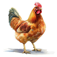 watercolor of Chicken illustration, isolated on a white background. © lunaris