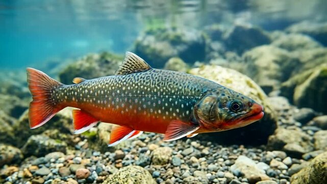arctic char close up underwater in greenland fjord video