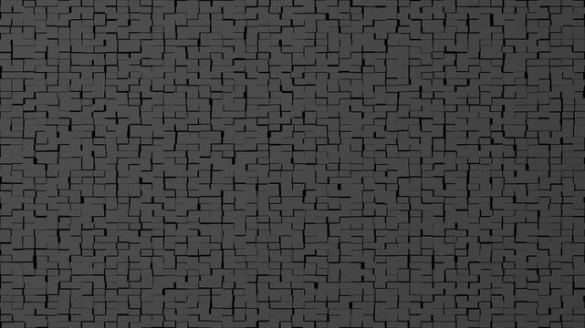 Dark grey 3D tiled background with irregular square blocks image photo
