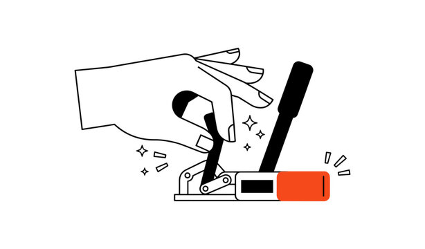 Hand flipping lever to activate switch on mechanical device