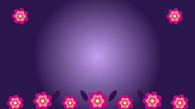 Pink flowers decorative border loop footage