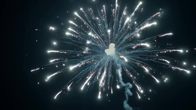 Vibrant fireworks exploding in night sky.