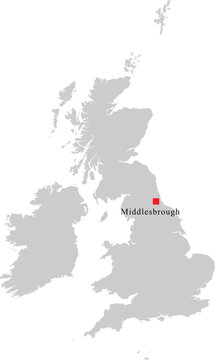Middlesbrough City Location on Map of United Kingdom