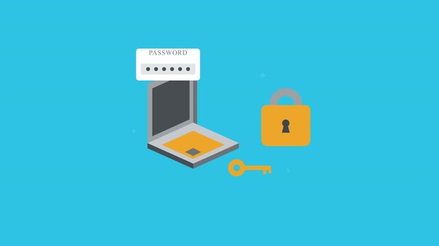 Laptop security technology ebusiness motion graphic