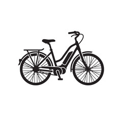 Fototapeta premium Electric e-bike urban mobility transport eco friendly vehicle ride vector silhouette isolated on white background