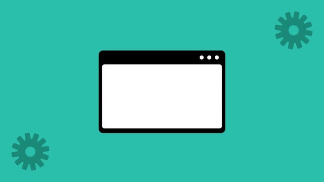 Gears and tab window icons animation for settings interface