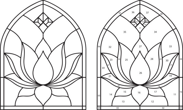 Lotus Stained Glass Pattern | Flower Suncatcher Template | Wall Art & Home Decor (Digital Download)
