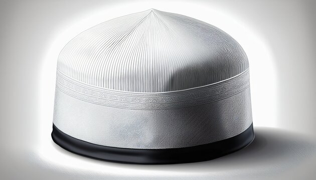 white kufi cap islamic prayer cap muslim headwear standard isolated on a white background