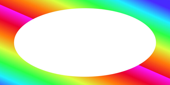 Colorful Rainbow Gradient Border Background Abstract Diagonal Spectrum Oval Frame Banner Vibrant White Copy Space Elipse Multi Color Vector Template
