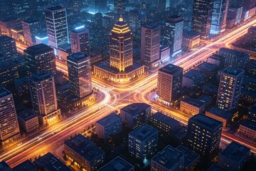 Fototapeta premium City Night View Light Shadow