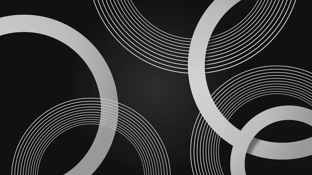 Abstract circular line pattern on background with glowing rings and curved shapes animation