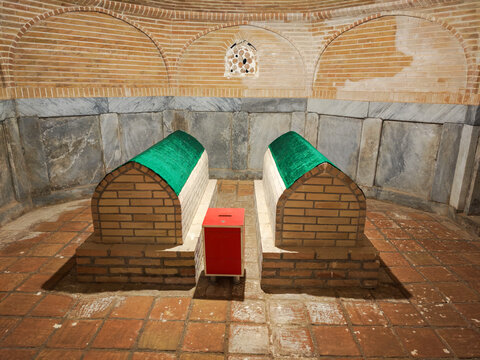 View at the tombes of Ak-Saray mausoleum at Samarkand in Uzbekistan