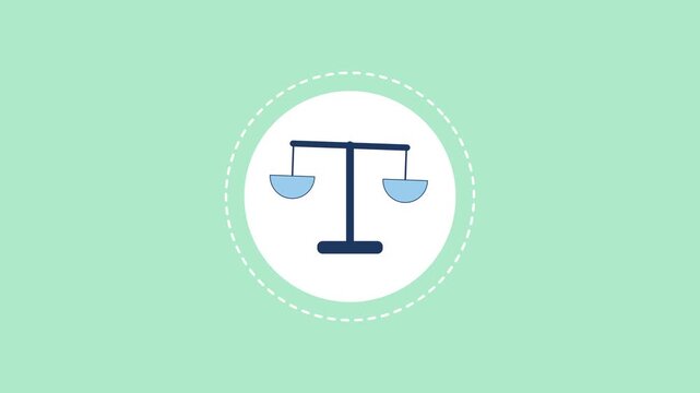 Animated balance scales for equality and justice concept