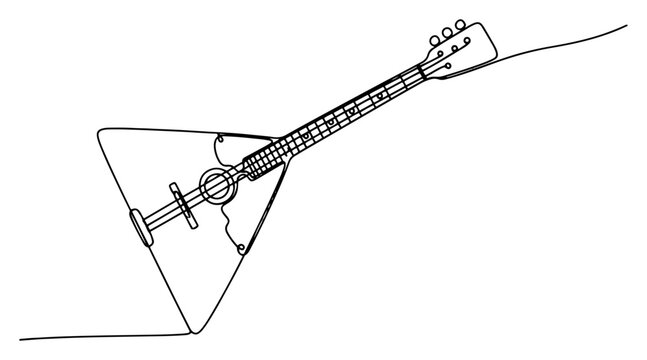 Balalaika traditional Russian musical instrument in continuous line art style