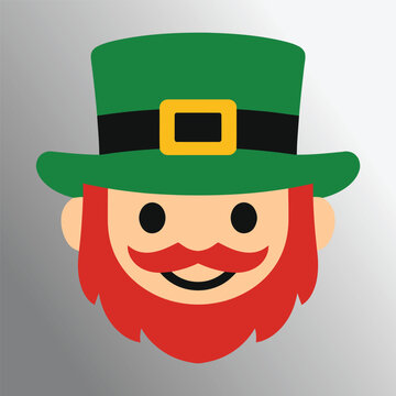Smiling leprechaun face with green hat