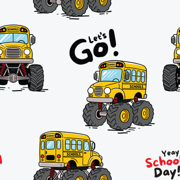 Monster Wheel Bus Background for Kids Fabric and Nursery