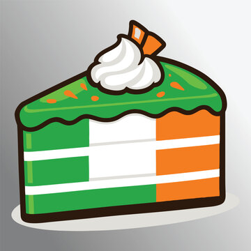 Irish flag cake slice with whipped cream