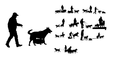 Man With A Dog Pulling A Sled Silhouette © 99___Designer