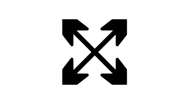 Vector illustration of fourway arrow icon for full screen or expansion on a transparent background