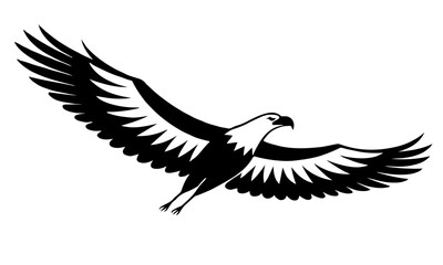 Naklejka premium Majestic eagle spreading wings, powerful raptor in flight vector illustration