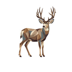 Fototapeta premium Low-poly geometric deer portrait, stylized wildlife vector illustration