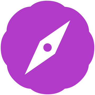 Icon Symbol auf Button in lila: Kompass