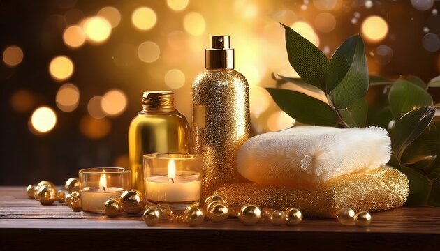 elevate your spa products with radiant gold bubble aesthetics