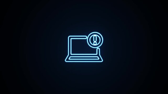 Blue neon laptop alert icon