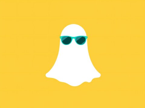 A ghost with sunglasses enjoying a sunny day on a bright yellow background