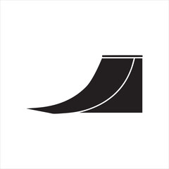 Fototapeta premium Quarter Pipe Ramp Silhouette On White Background