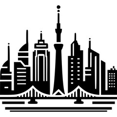 Obraz premium Tokyo Skyline Icon Vector