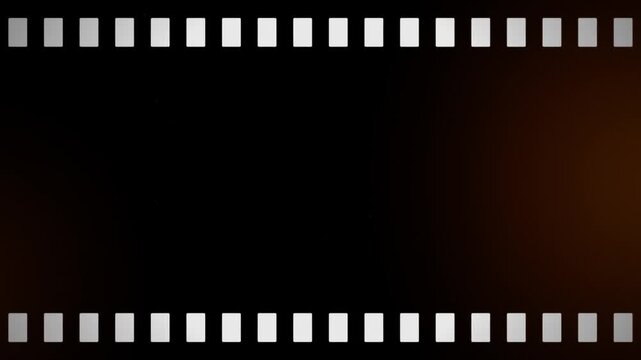 Retro Celluloid Frame Border with Warm Light Glow and Sprocket Holes for Nostalgic Documentary Projects 4k video